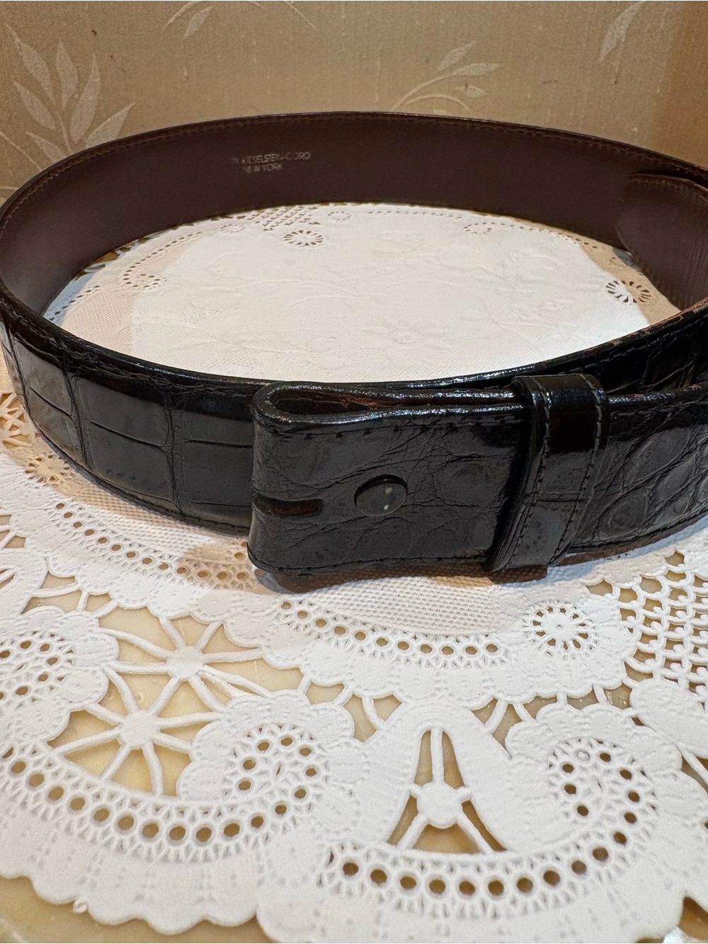Barry Kielselstein-Cord Genuine Black Alligator  Belt Strap